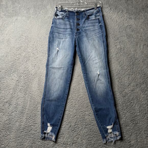 Kancan Jeans Women's 9/28 Blue Distressed Skinny Pants - Picture 1 of 8